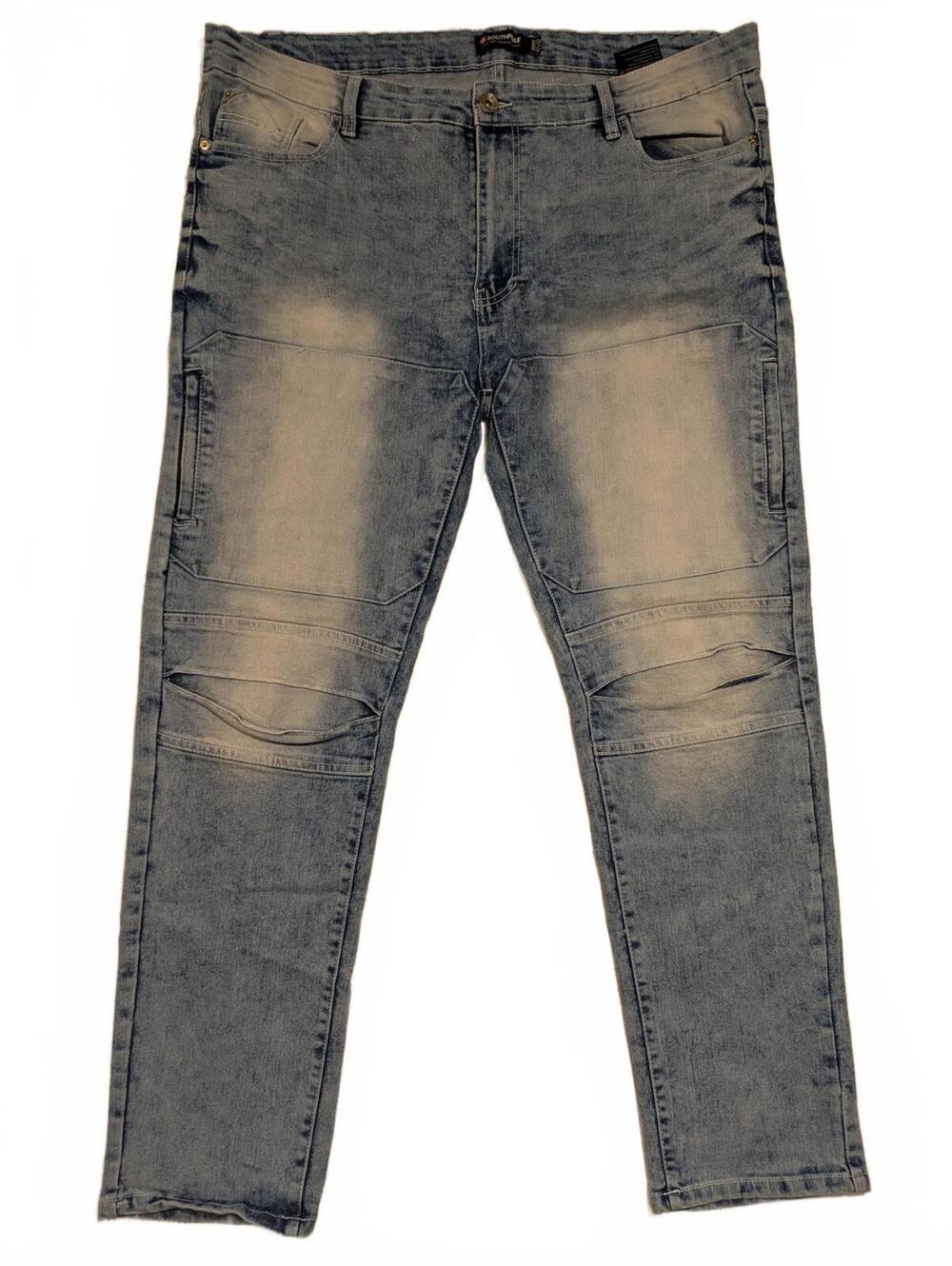 Southpole Skinny Moto Light Wash Denim Jeans Distressed Knees Mens 42x32